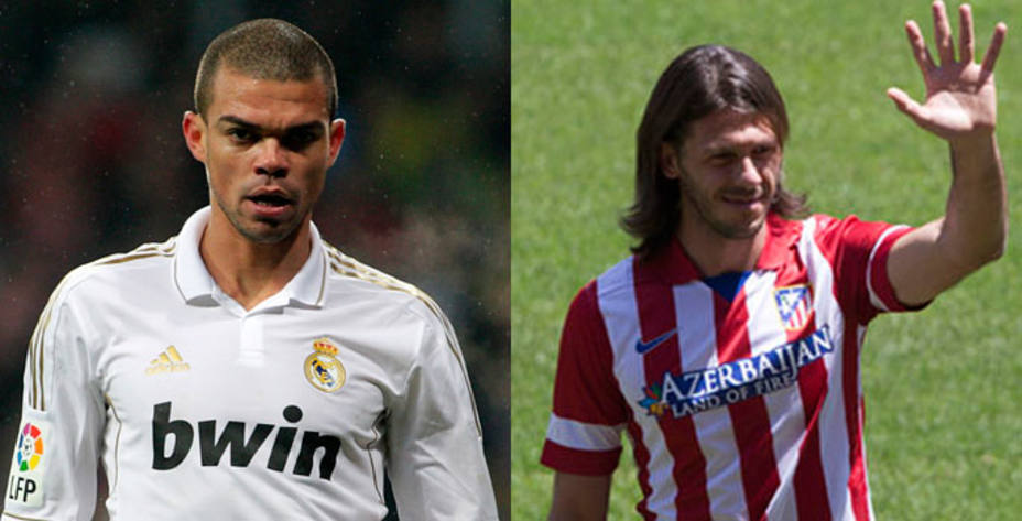 Pepe, central del Real Madrid y Demichelis, central del Atlético de Madrid