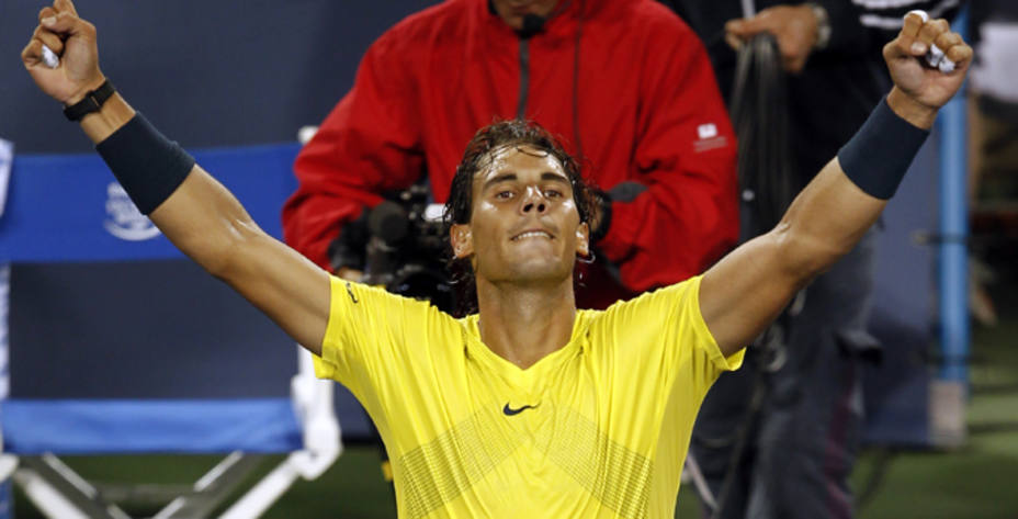 El tenista Rafa Nadal celebrando su victoria ante Dimitrov (reuters)