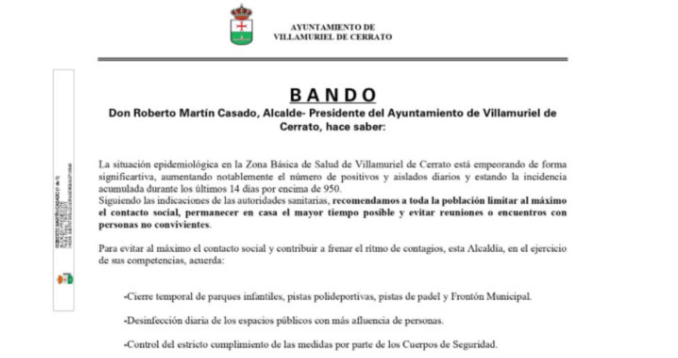 El ayuntamiento de Villamuriel cierra temporalmente parques infantiles e instalaciones polideportivas