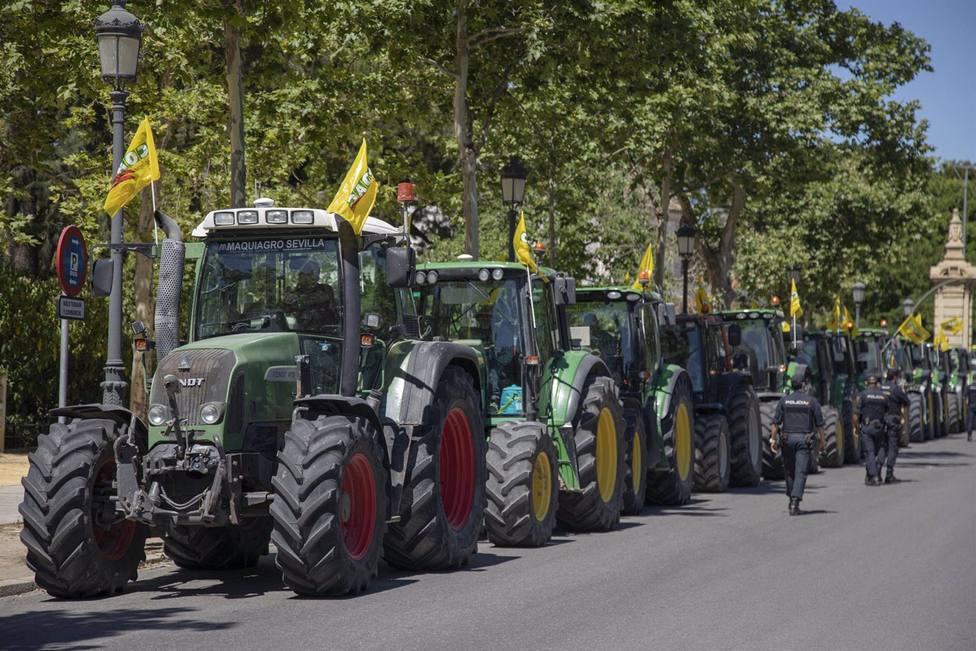 Sevilla.- Un centenar de tractores piden la mÃ¡xima dotaciÃ³n de agua posible para los cultivos del Bajo Guadalquivir