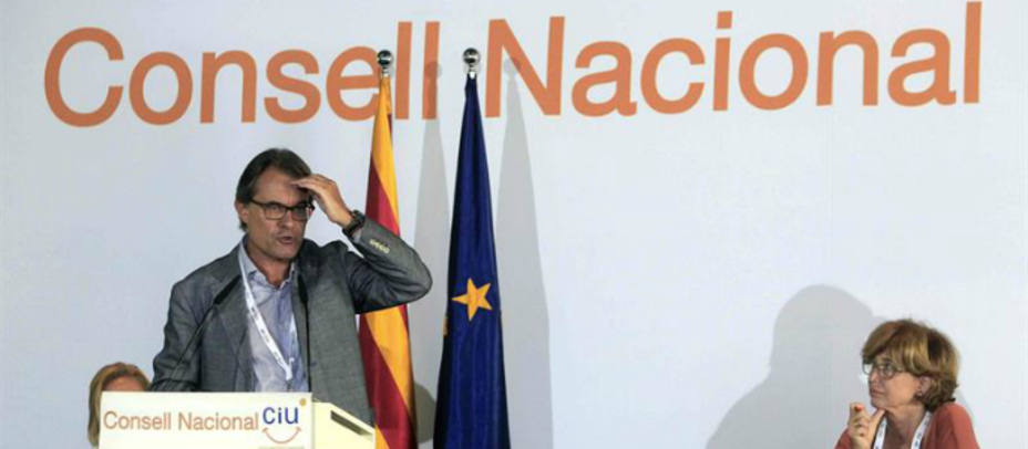 Artur Mas durante su intervención en el Consejo Nacional de CiU. EFE