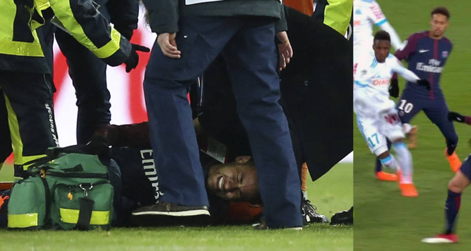 Neymar se retiró llorando tras torcerse el tobillo