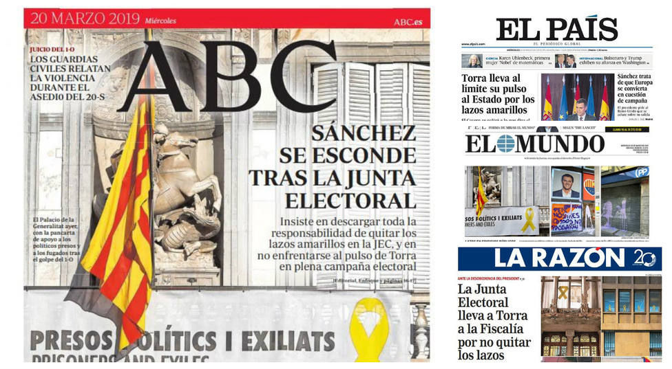 El desafío de Torra al Estado ante la pasividad de Sánchez, portada de los periódicos