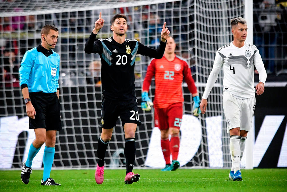 Argentina celebra uno de los goles a Alemania (EFE)