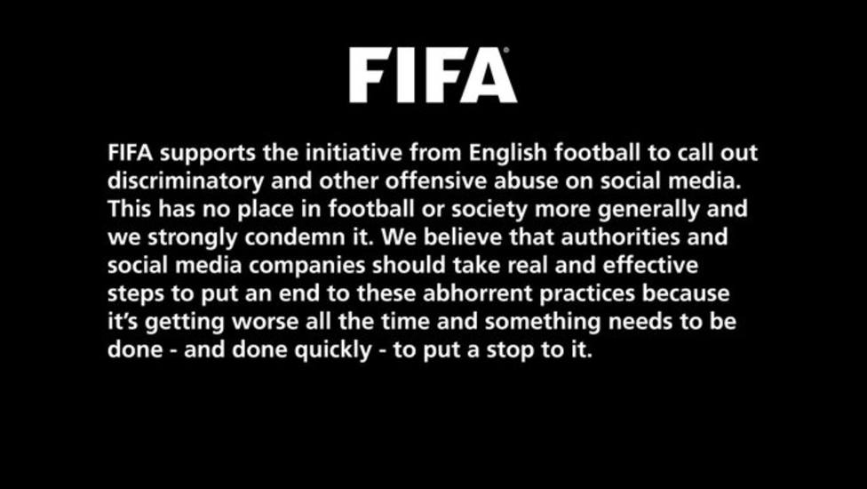 La FIFA también apoya el boicot del fútbol inglés en redes sociales