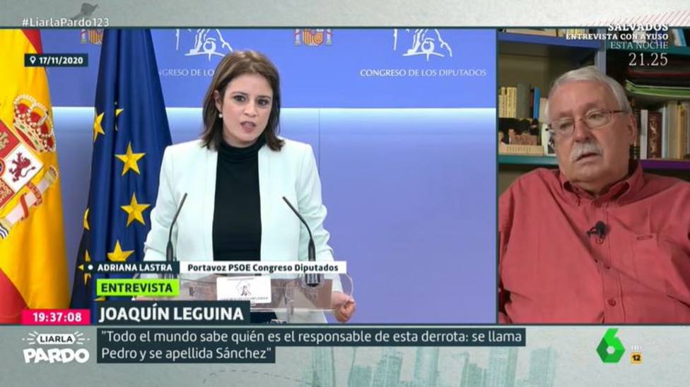 Leguina se salta el guion en La Sexta para hacer una pregunta a Adriana Lastra sobre su currículum