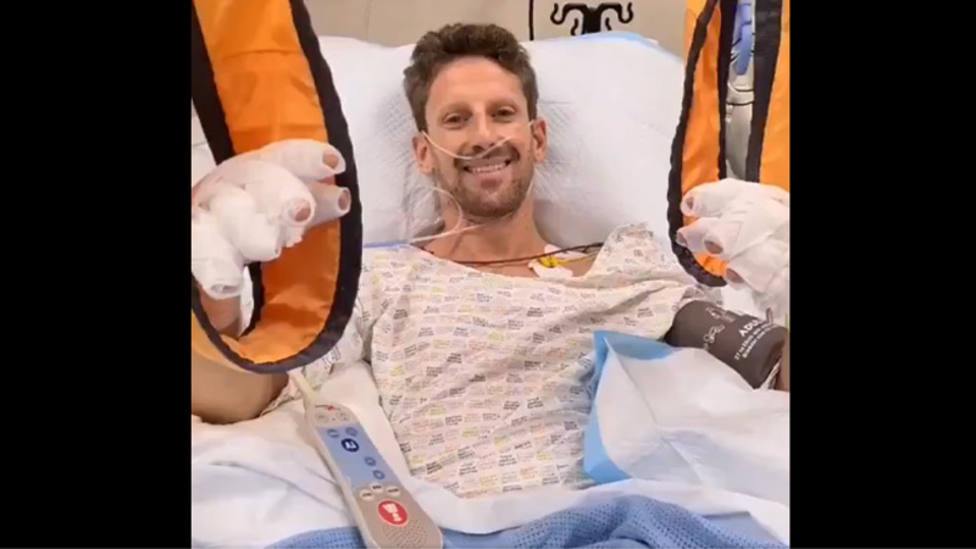Romain Grosjean, tras su brutal accidente: Esoy bien, espero poder escribiros pronto