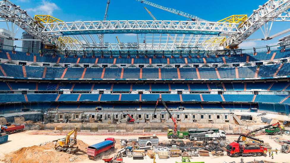 Obras en el interior del estadio Santiago Bernabéu, según una imagen difundida por el Real Madrid