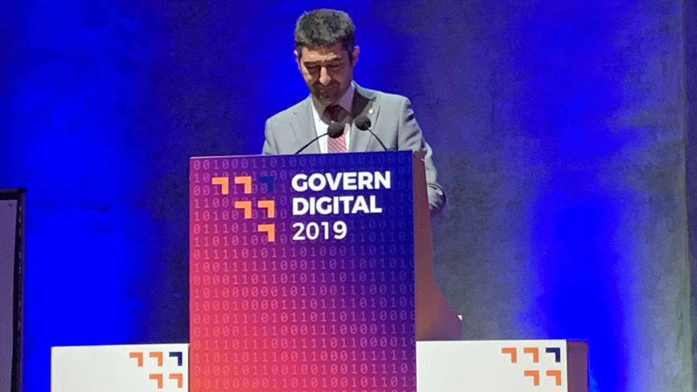 El conseller de PolÃ­ticas Digitales y AdministraciÃ³n PÃºblica, Jordi PuignerÃ³, en el acto de innauguraciÃ³n del CongrÃ©s Govern Digital 2019.