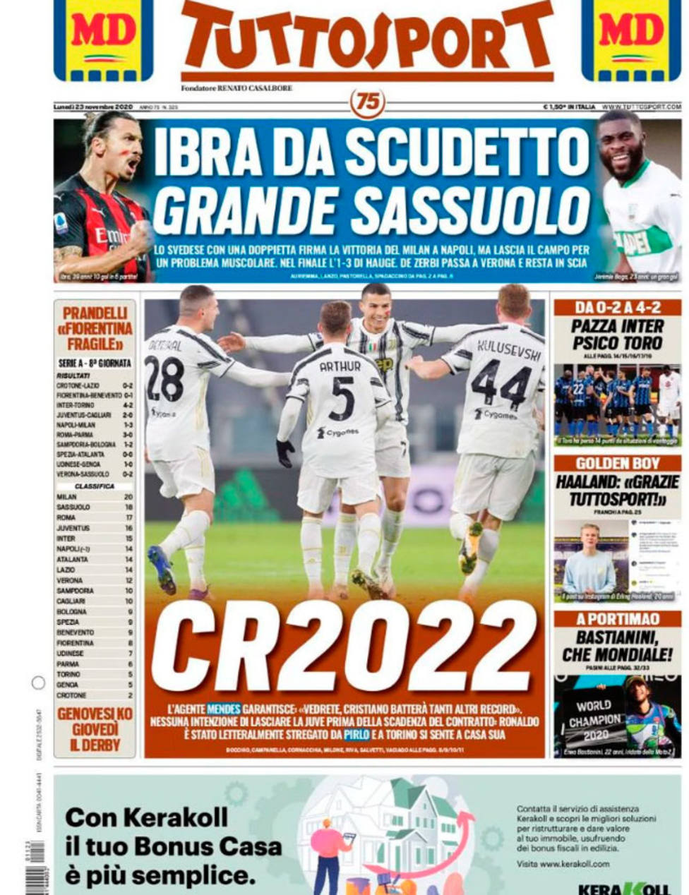 Jorge Mendes asegura que Cristiano Ronaldo seguirá en la Juventus hasta 2022