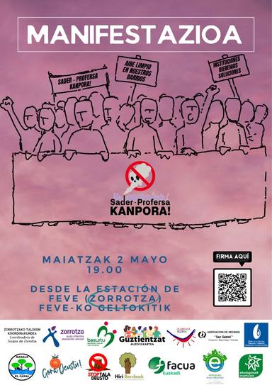 Convocatoria de manifestación vecinal contra la contaminación en Bilbao