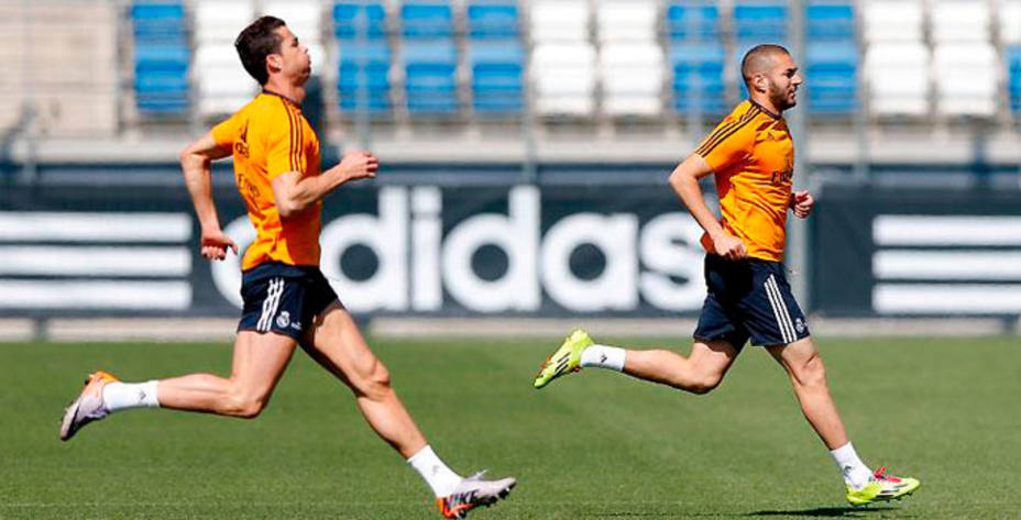 Cristiano y Benzema volvieron al trabajo con el grupo. Foto: Real Madrid.