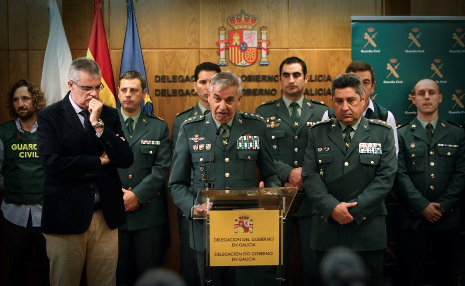 El coronel de la Unidad Central Operativa (UCO) de la Guardia Civil, Manuel Sánchez Corbí y el coronel Francisco Javier Jambrina Rodríguez, jefe de la Comandancia de la Guardia Civil
