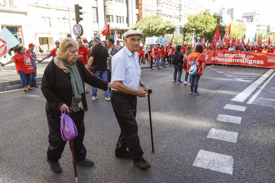 Participantes en las Marchas por las pensiones dignas en 2017 en Madrid.