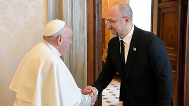 Pope Francis private audience with Ukraines Prime Minister Denys Shmyhal