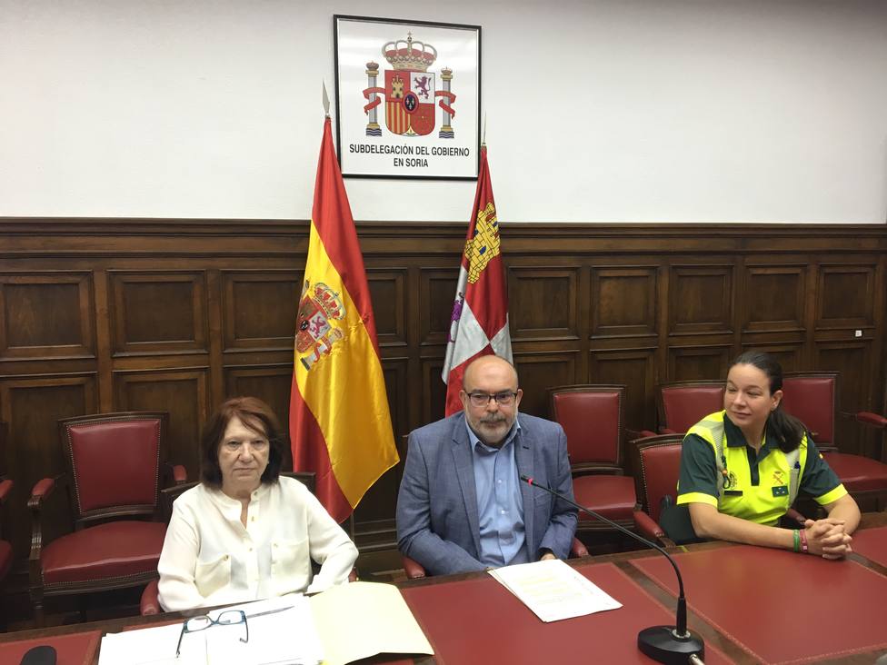 El subdelegado del Gobierno en Soria, Miguel Latorre, durante la rueda de prensa de hoy
