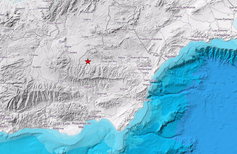Registrado un seísmo de magnitud 2,5 con epicentro en Serón sentido en otras dos localidades