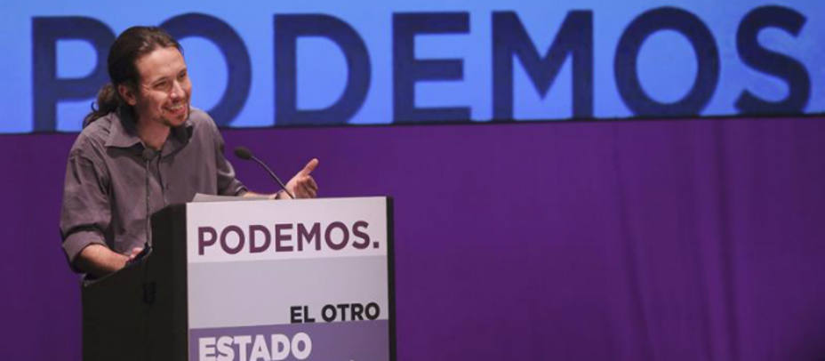 Pablo Iglesias durante el acto de Podemos en Madrid. EFE