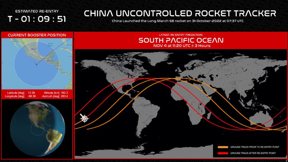 Sigue en directo el paso del cohete chino fuera de control por el espacio aéreo español