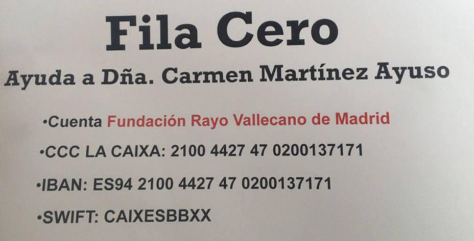 El Rayo Vallecano abrirá una fila cero para ayudar a Carmen.