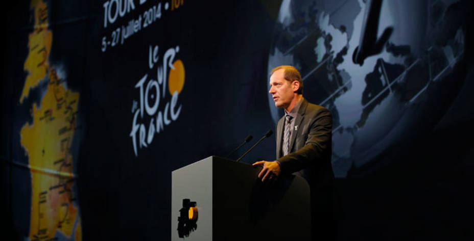 El director del Tour de Francia, Christian Prudhomme, durante la presentación del recorrido de la misma para su edición de 2014. Reuters.