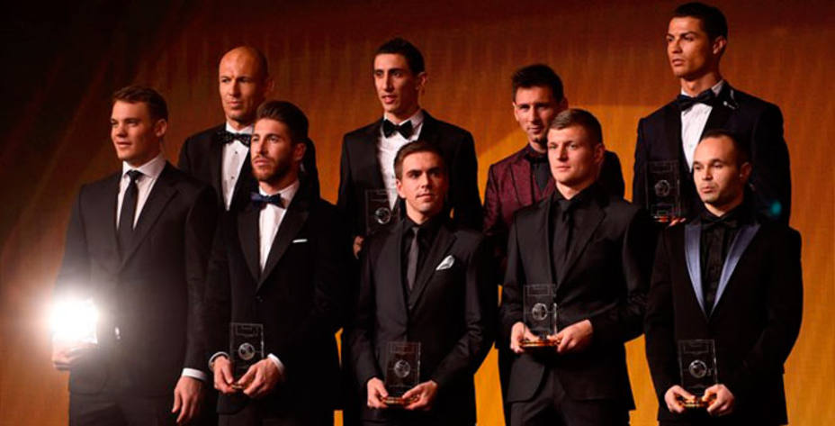 Algunos de los integrantes del Once FifPro de 2014. Foto: FIFA.