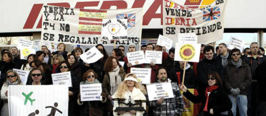 Trabajadores de Iberia manifestándose. EFE