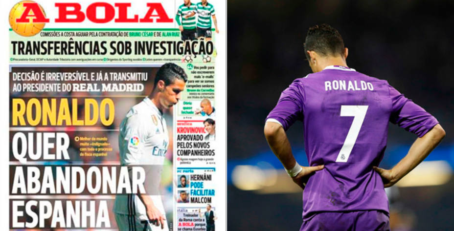 Cristiano Ronaldo quiere dejar el Real Madrid, según informa el diario A Bola