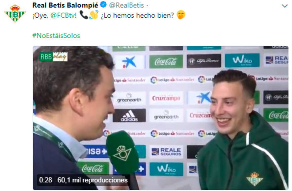 Imagen del tuit del Real Betis (@RealBetis)