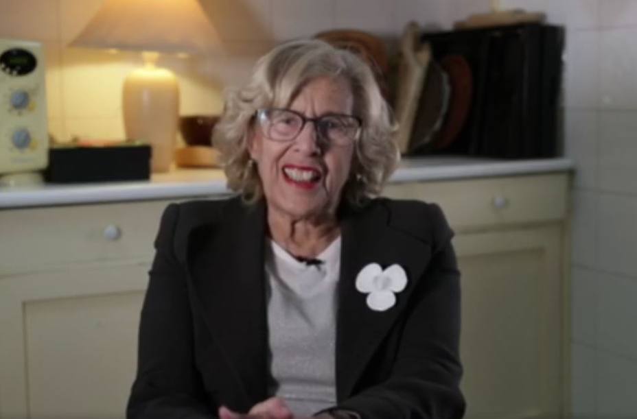 Captura del vídeo en el que Manuela Carmena presenta la candidatura Más Madrid