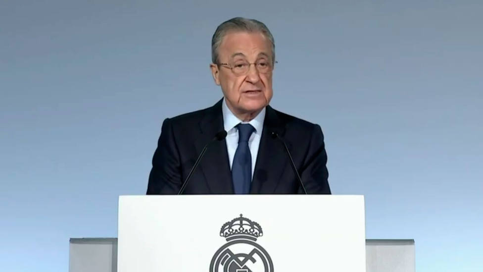 Florentino Pérez, en la Asamblea de Socios del Real Madrid, en 2020
