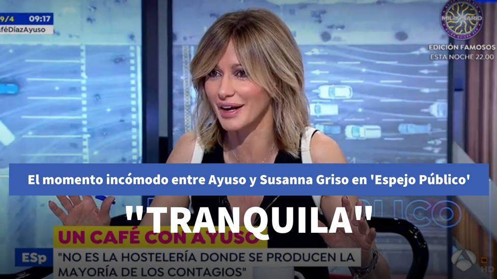 El momento incómodo entre Isabel Díaz Ayuso y Susanna Griso en Espejo Público: Tranquila