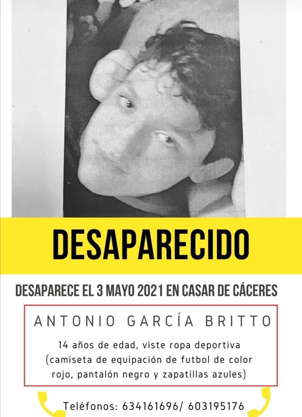 Menor desaparecido en Casar de Cáceres