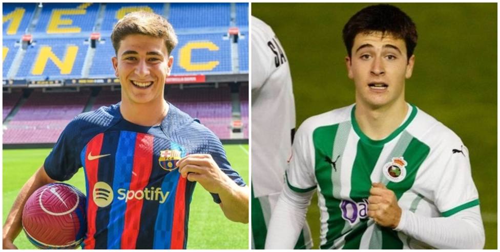 Pablo Torre, con las dos camisetas de su vida: La actual del Barça y la del Racing