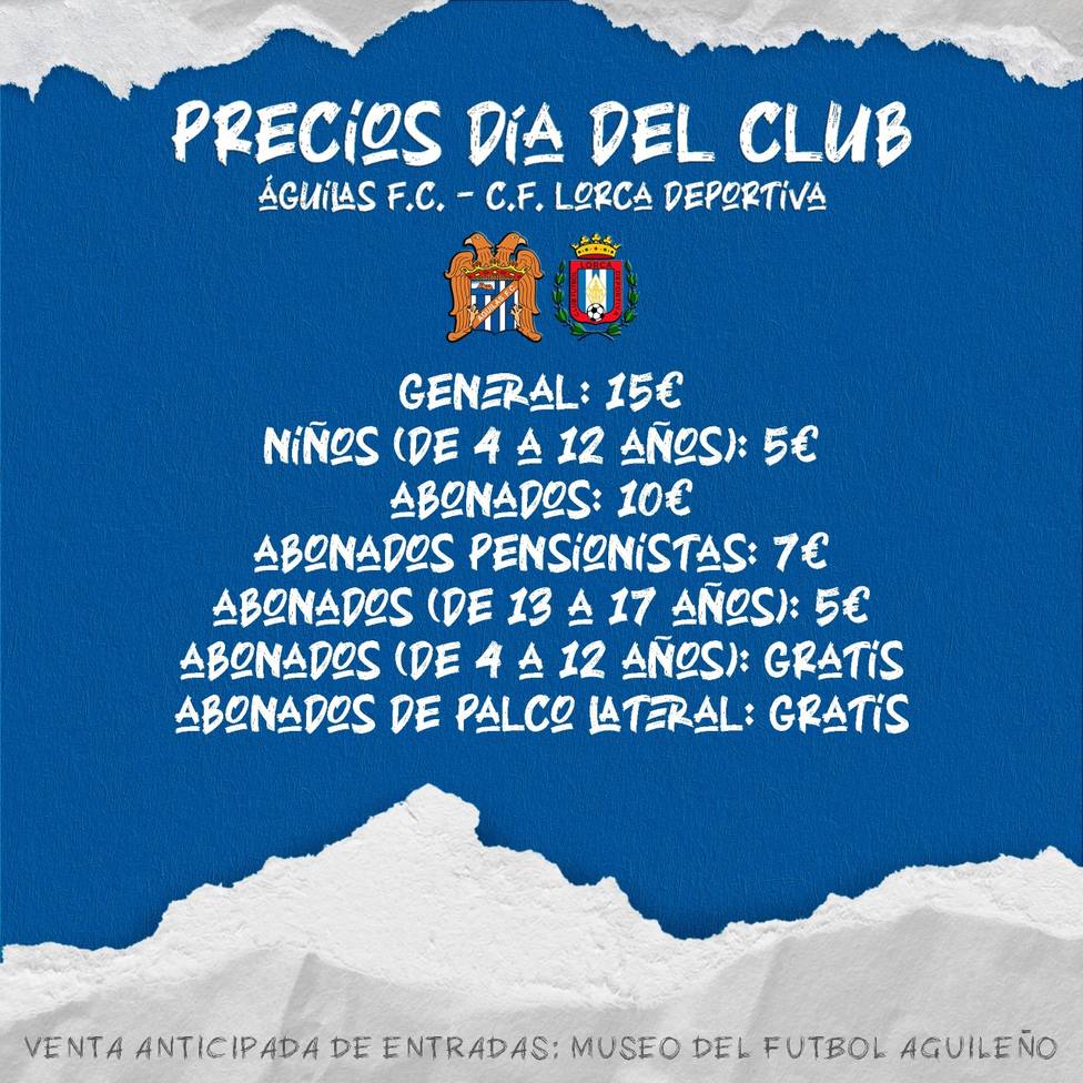 Jornada económica para el derbi entre Águilas FC y CF Lorca Deportiva