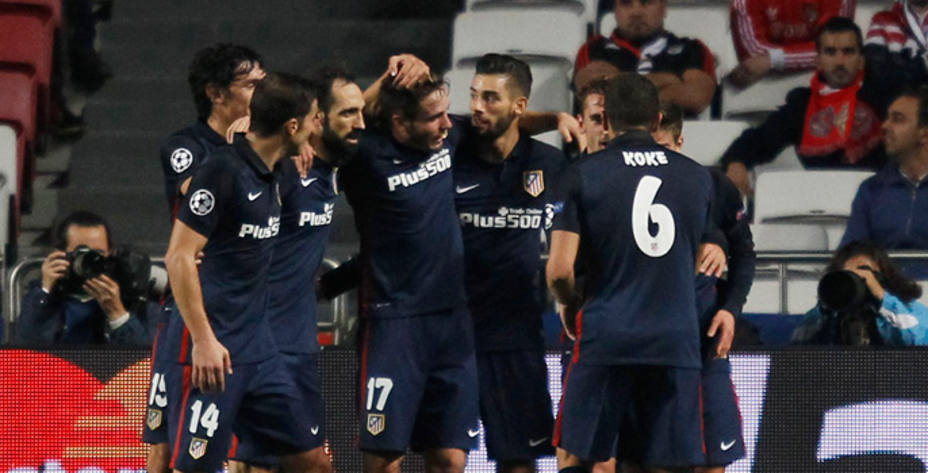 El Atlético de Madrid celebra el gol de Saúl (Reuters)