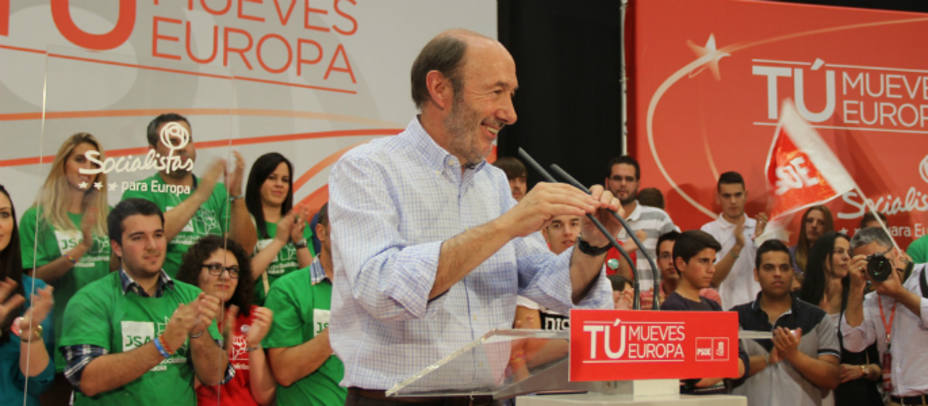 Alfredo Pérez Rubalcaba durante su intervención en Almería. PSOE