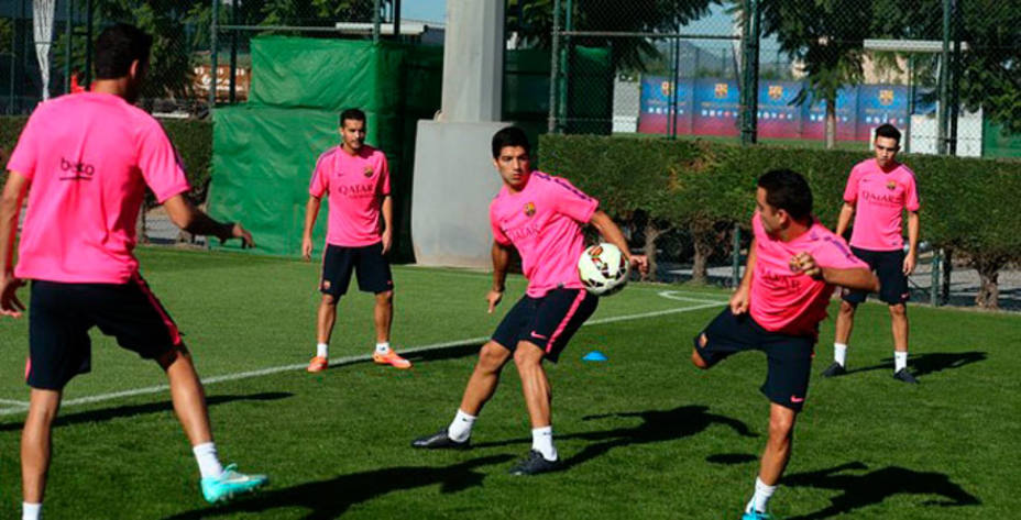 Luis Enrique ya dispone de todos los internacionales para preparar el partido ante el Eibar. Foto: FCB.