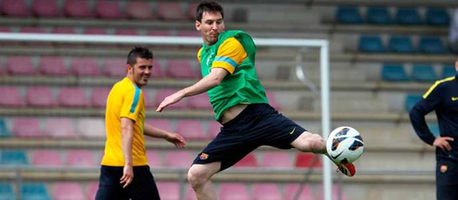 Messi, durante el entrenamiento de esta mañana (www.fcbarcelona.es)