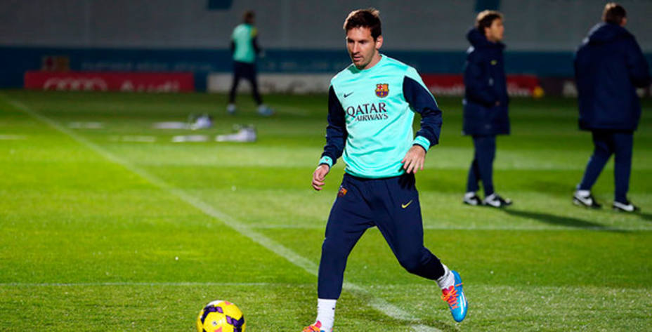 Messi, en el entrenamiento del Barcelona (www.fcbarcelona.es)