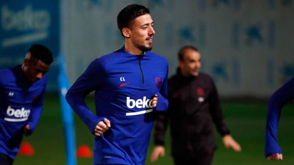 Lenglet, durante el entrenamiento con el Barça (FOTO: FC Barcelona)
