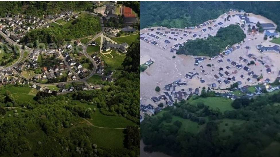 El antes y el después de las inundaciones catastróficas en Alemania