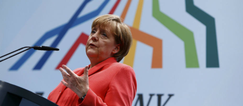 Angela Merkel en la rueda de prensa ofrecida este lunes en el palacio de Elamu. REUTERS