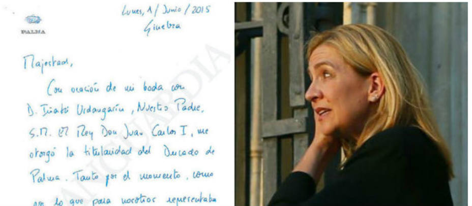 Carta de la Infanta Cristina. Fuente La Vanguardia