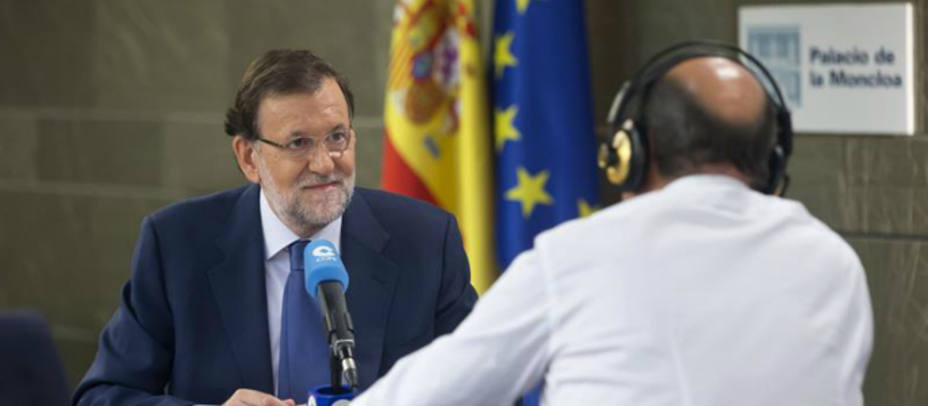 Mariano Rajoy durante la entrevista con Ángel Expósito en La Mañana. EFE