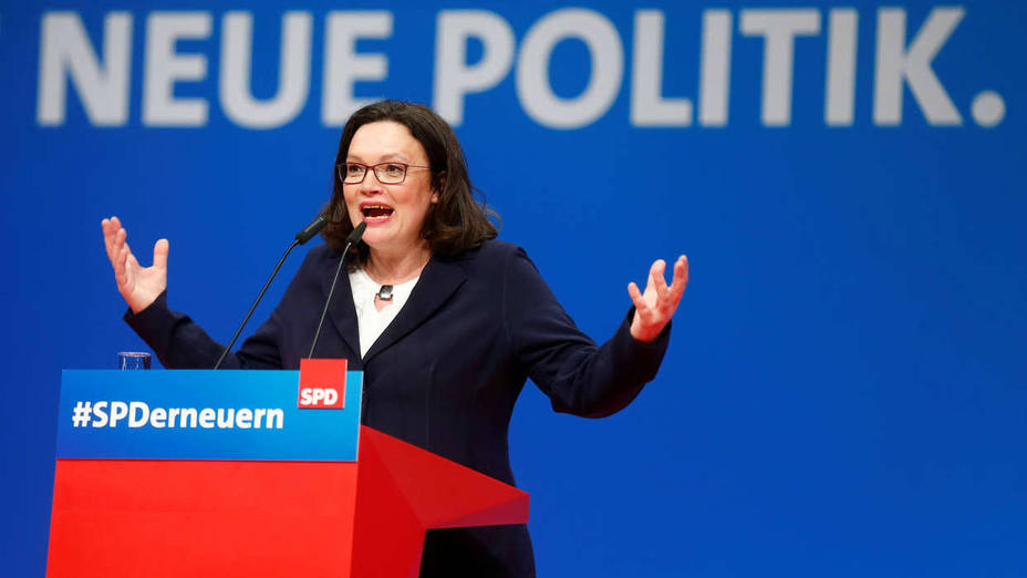 Andrea Nahles, primera mujer que preside en la historia el Partido Socialdemócrata alemán