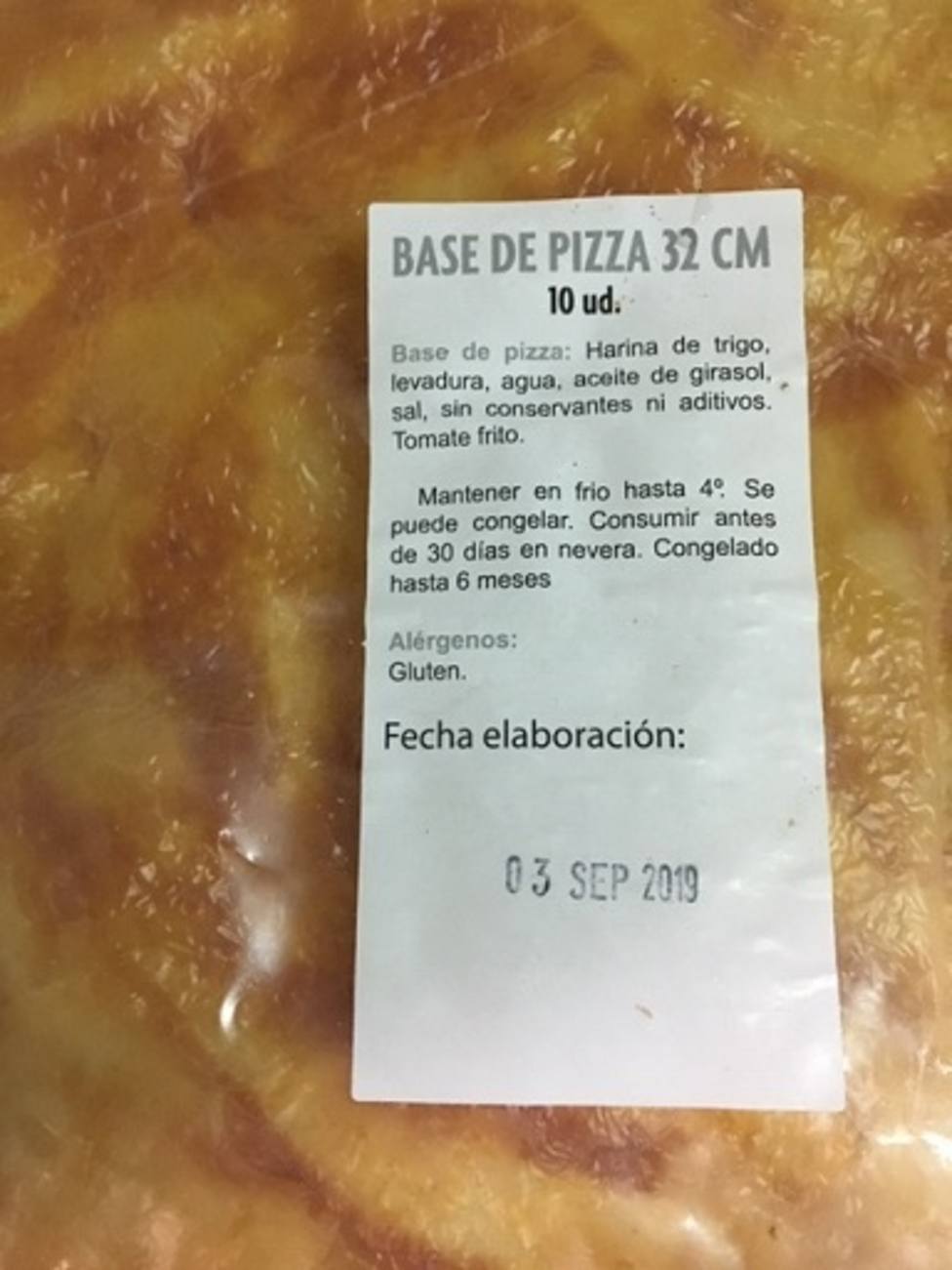 Sanidad retira del mercado las bases y pizzas de la empresa pizzaragon por no garantizar la seguridad alimentaria
