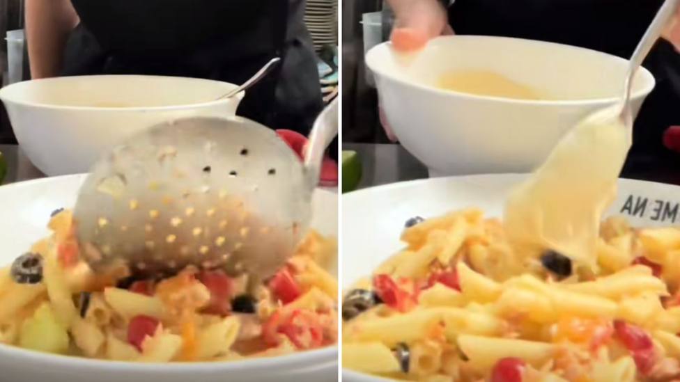 Dos imágenes de la famosa ensalada de pasta