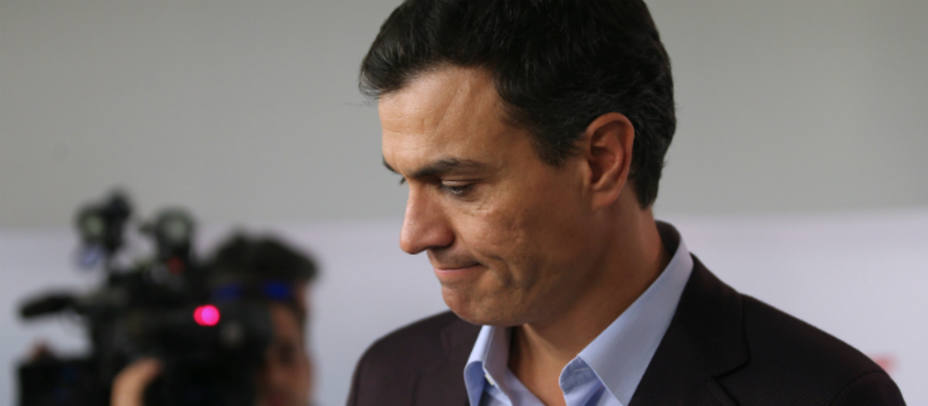 Pedro Sánchez el pasado sábado cuando anunció su dimisión como secretario general del PSOE. REUTERS