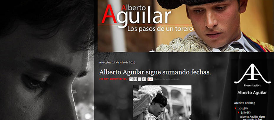 Captura de la pantalla de inicio del nuevo blog del diestro Alberto Aguilar